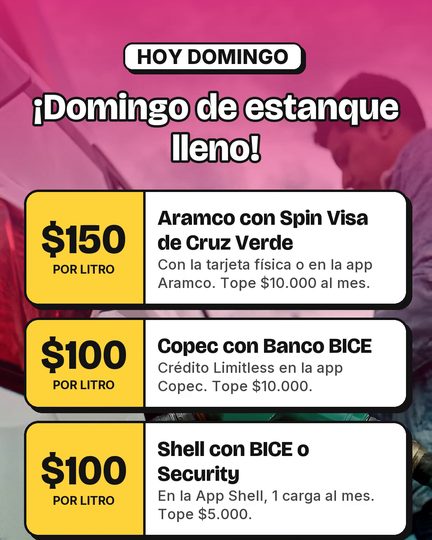 Bencina con descuento el domingo