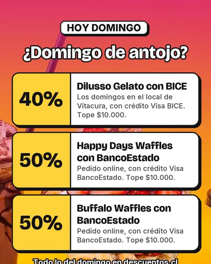 Antojos con descuento el domingo