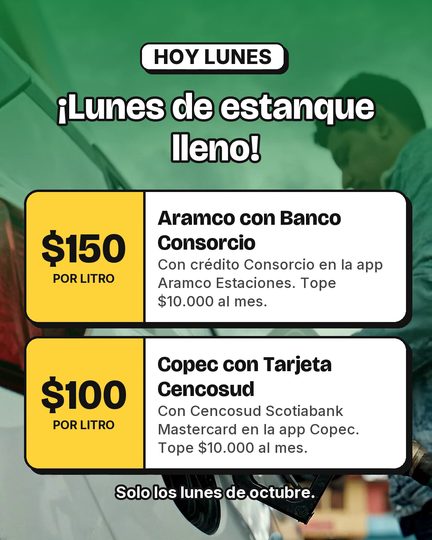 Bencina con descuento el lunes