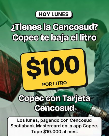 Copec con Tarjeta Cencosud los lunes