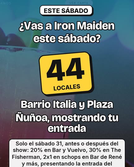 Iron Maiden: 44 locales con descuento mostrando tu entrada