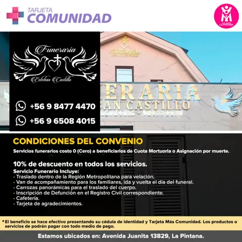 Funeraria Esteban Castillo, servicios con descuento